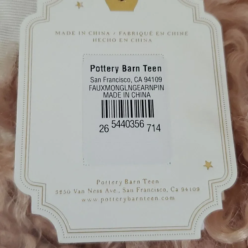 Pottery Barn Teen Mongolian Faux-Fur Lounge Around Pillow Cover Blush Pink New